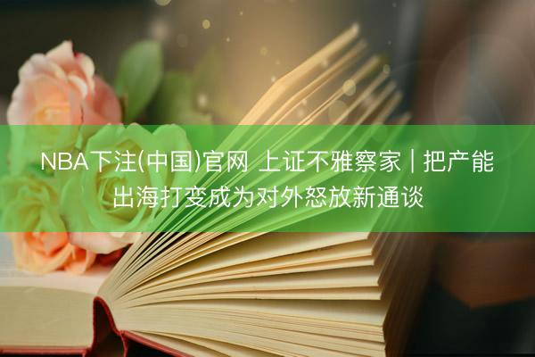 NBA下注(中国)官网 上证不雅察家 | 把产能出海打变成为对外怒放新通谈