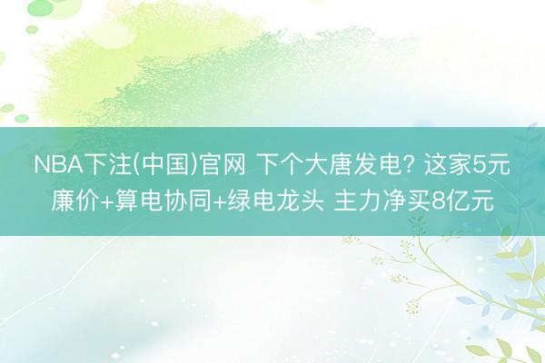 NBA下注(中国)官网 下个大唐发电? 这家5元廉价+算电协同+绿电龙头 主力净买8亿元