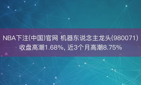 NBA下注(中国)官网 机器东说念主龙头(980071)收盘高潮1.68%， 近3个月高潮8.75%
