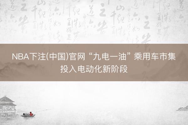NBA下注(中国)官网 “九电一油” 乘用车市集投入电动化新阶段