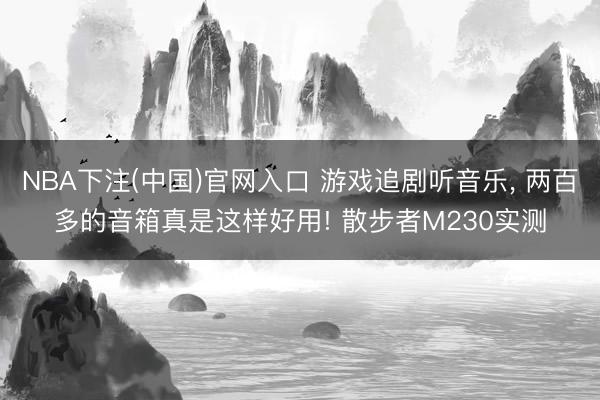 NBA下注(中国)官网入口 游戏追剧听音乐， 两百多的音箱真是这样好用! 散步者M230实测