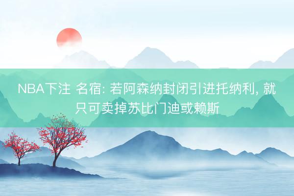NBA下注 名宿: 若阿森纳封闭引进托纳利， 就只可卖掉苏比门迪或赖斯