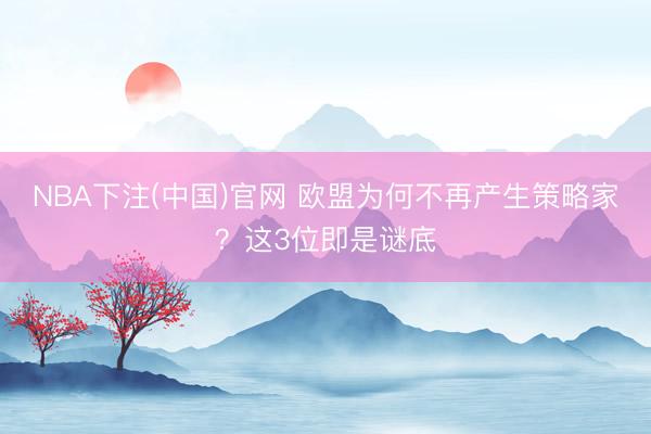 NBA下注(中国)官网 欧盟为何不再产生策略家？这3位即是谜底