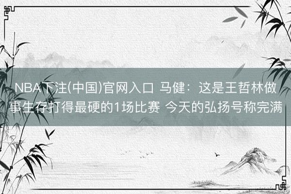 NBA下注(中国)官网入口 马健：这是王哲林做事生存打得最硬的1场比赛 今天的弘扬号称完满