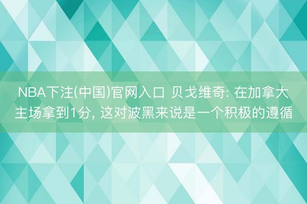 NBA下注(中国)官网入口 贝戈维奇: 在加拿大主场拿到1分, 这对波黑来说是一个积极的遵循