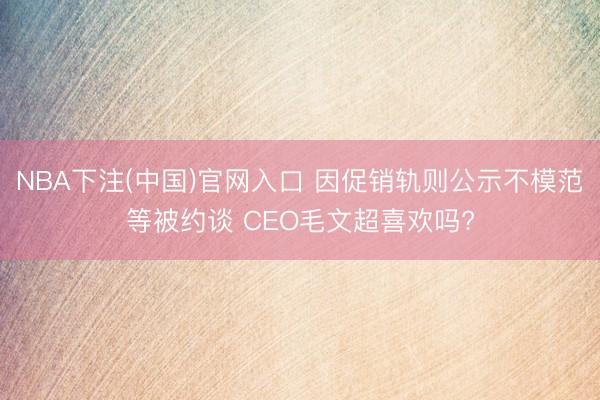 NBA下注(中国)官网入口 因促销轨则公示不模范等被约谈 CEO毛文超喜欢吗?
