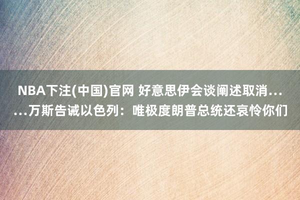 NBA下注(中国)官网 好意思伊会谈阐述取消……万斯告诫以色列:唯极度朗普总统还哀怜你们
